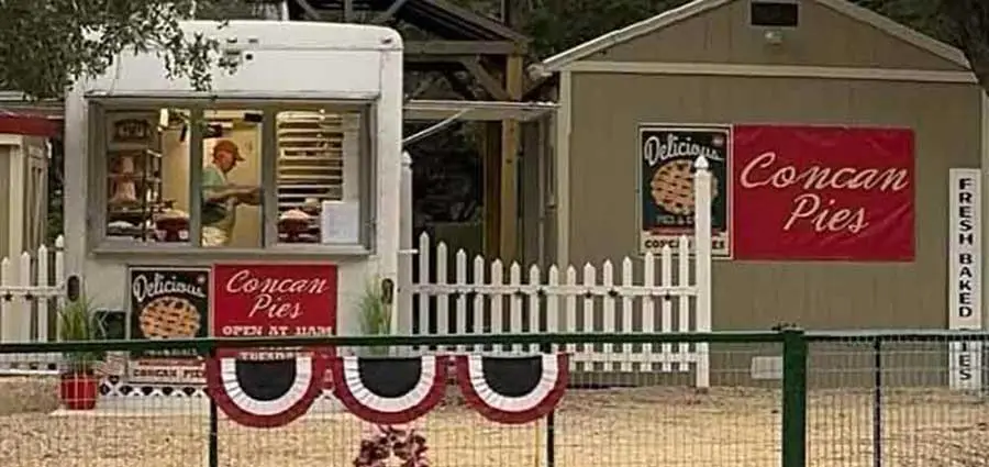 Concan Pies bakery serving fresh homemade pies and desserts in Concan, Texas near Pitmaster RV Park.