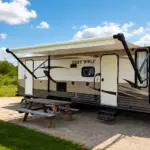 Grey Wolf family RV rental at Pitmaster RV Park in Concan Texas near Garner State Park and the Frio River